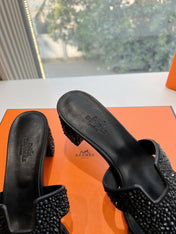 0ASIS SANDAL IN BLACK SUEDE WITH CRYSTALS