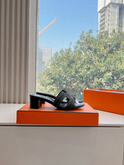0ASIS SANDAL IN BLACK MIX WHITE CALFSKIN
