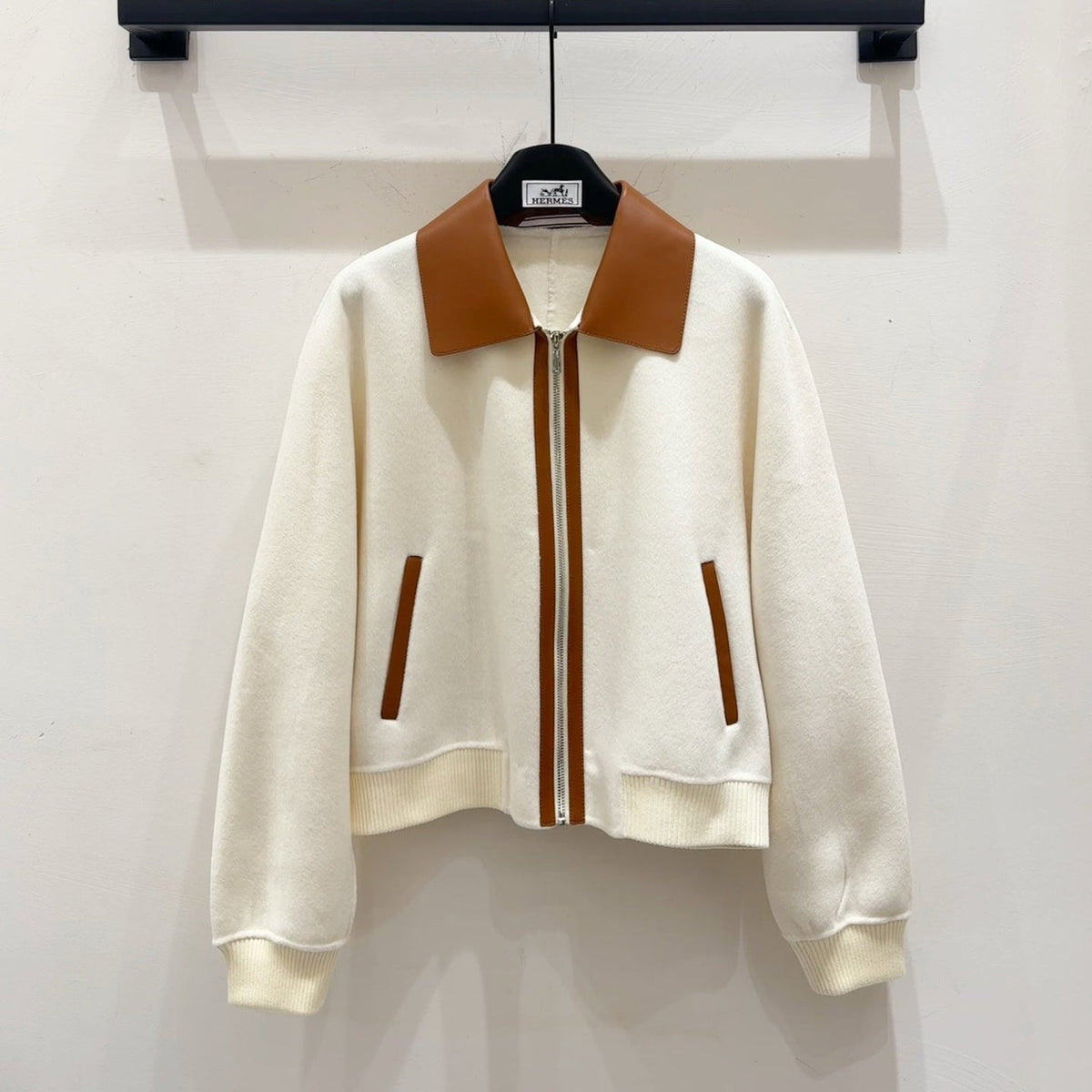 HERMES 25S CASHMERE COAT WITH SHEARLING COLLAR 253