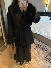 MAX MARA 25S CASHMERE COAT WITH FOX FUR TRIM 203