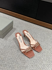 WHITNEY HIGH 6 CM MULE IN RED BROWN CROCODILE LEATHER