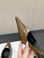 SL CHERISH CRYSTAL SLINGBACK ASH BROWN CALFSKIN