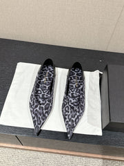 SL NOUR LEOPARD POINTED TOE BALLET BLACK CANVAS
