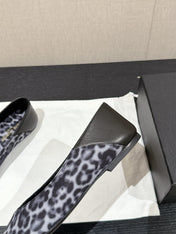 SL NOUR LEOPARD POINTED TOE BALLET BLACK CANVAS