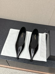 SL NOUR POINTED TOE BALLET BLACK CALFSKIN