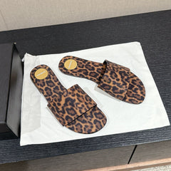 SL CARLYLE LEOPARD SLIPPERS AMBER CANVAS