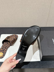 SL CARLYLE LEOPARD SLIPPERS AMBER CANVAS