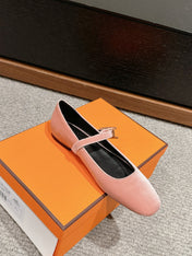 JANE BALLET FLAT PEACHY PINK VELVET
