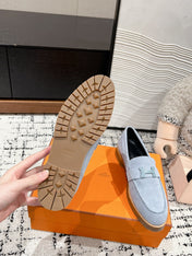 HM PARIS LOAFER IN BLUE SUEDE BLUE HARDWARE