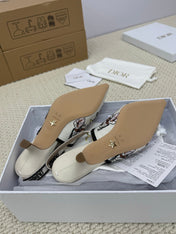 DIOR HIGH SLINGBACK 65 MM 25S IN WHITE FABRIC AND FLORAL PATTERN