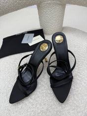 YSL 25S STRAPPY HIGH-HEEL SANDALS 95 MM IN BLACK LAMBSKIN