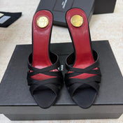 YSL 26S HEELED SANDALS 105 MM IN BLACK SATIN