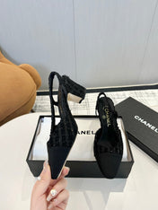 CC SLINGBACK 25S 65 MM IN BLACK TWEED MIX SEQUINS