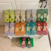 LACE-UP FLAT SANDAL IN SILVER METALLIZED MESH AND LEATHER WITH RHINSTONES