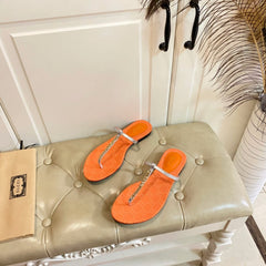 GG SIGNORINA THONG SANDALS IN ORANGE MIX SILVER SHEEPSKIN