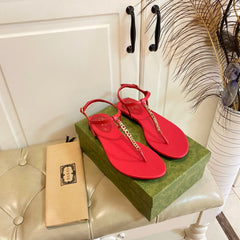 GG SIGNORINA THONG SANDALS IN RED SHEEPSKIN