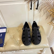 PRADA 26S BUCKLE FISHERMAN SANDALS CHUNKY SOLE IN BLACK CANVAS