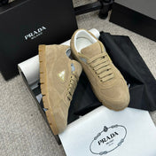 PRADA 25S SNEAKERS 20MM IN WARM BEIGE SUEDE