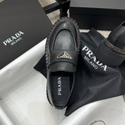 PRADA 25S LOAFER 50MM IN BLACK CALFSKIN LOGO