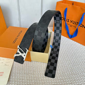 LV 25S BELT 40 MM IN BLACK MIX GREY CALFSKIN 593222