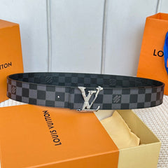 LV 25S BELT 40 MM IN BLACK MIX GREY CALFSKIN 593222