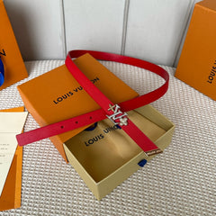 LV GRAM 20 MM REVERSIBLE BELT CHERRY RED CALFSKIN SILVER HARDWARE