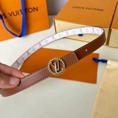 LV Circle Nautical 20mm Reversible Square End Tip Belt Gold Buckle Tan White lambskin