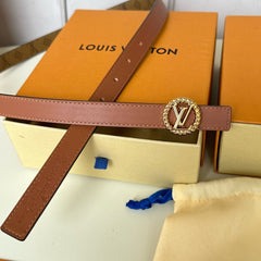 LV Circle Nautical 20mm Reversible Square End Tip Belt Gold Buckle Tan Light Brown lambskin