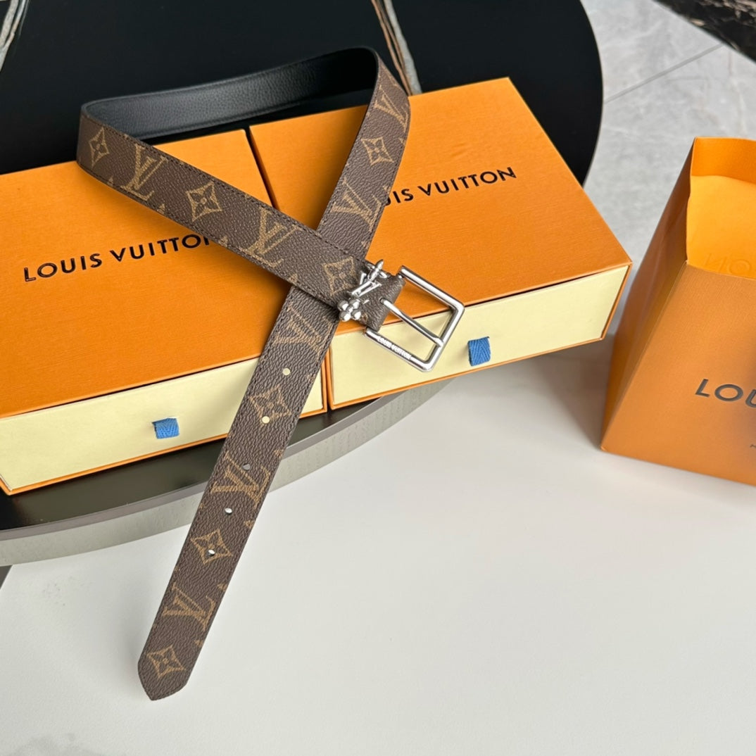 LV BLOOM 30MM BELT IN BROWN MONOGRAM CALFSKIN SILVER HARDWARE