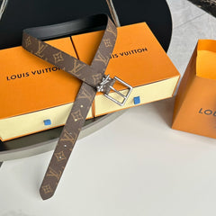 LV BLOOM 30MM BELT IN BROWN MONOGRAM CALFSKIN SILVER HARDWARE