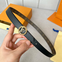 LV S-LOCK BELT 20 MM IN BLACK CALFSKIN AND CIRCLE GOLD HARDWARE