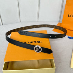 LV S-LOCK BELT 20 MM IN BLACK CALFSKIN AND CIRCLE SILVER HARDWARE