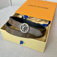 LV S-LOCK BELT 20 MM IN BLACK CALFSKIN AND CIRCLE SILVER HARDWARE