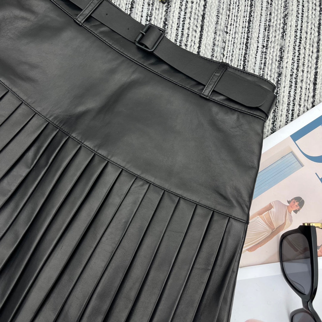 DIOR 25S SHEEPSKIN PLEATED MINI SKIRT 844