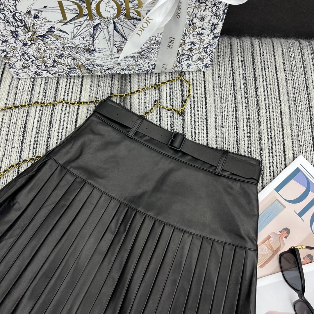 DIOR 25S SHEEPSKIN PLEATED MINI SKIRT 844