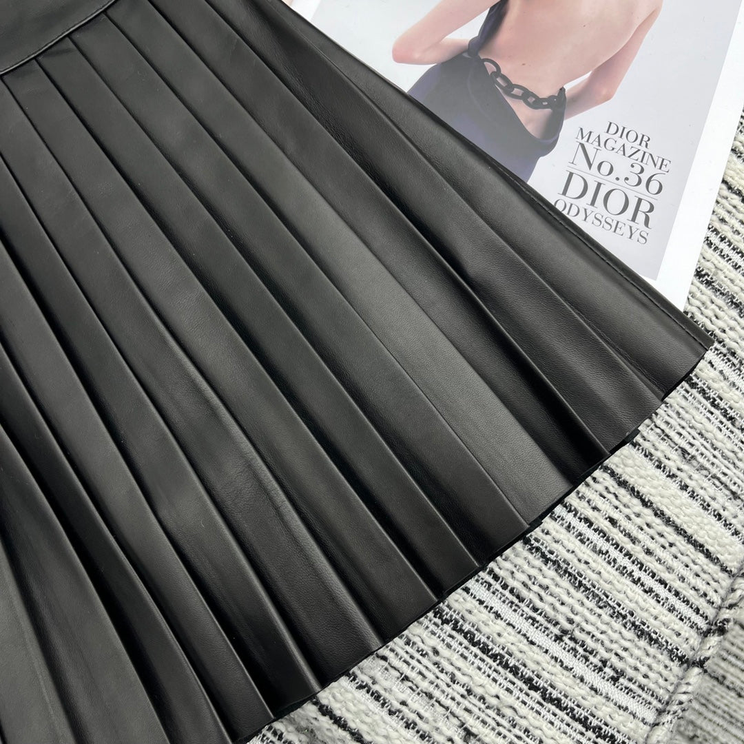 DIOR 25S SHEEPSKIN PLEATED MINI SKIRT 844