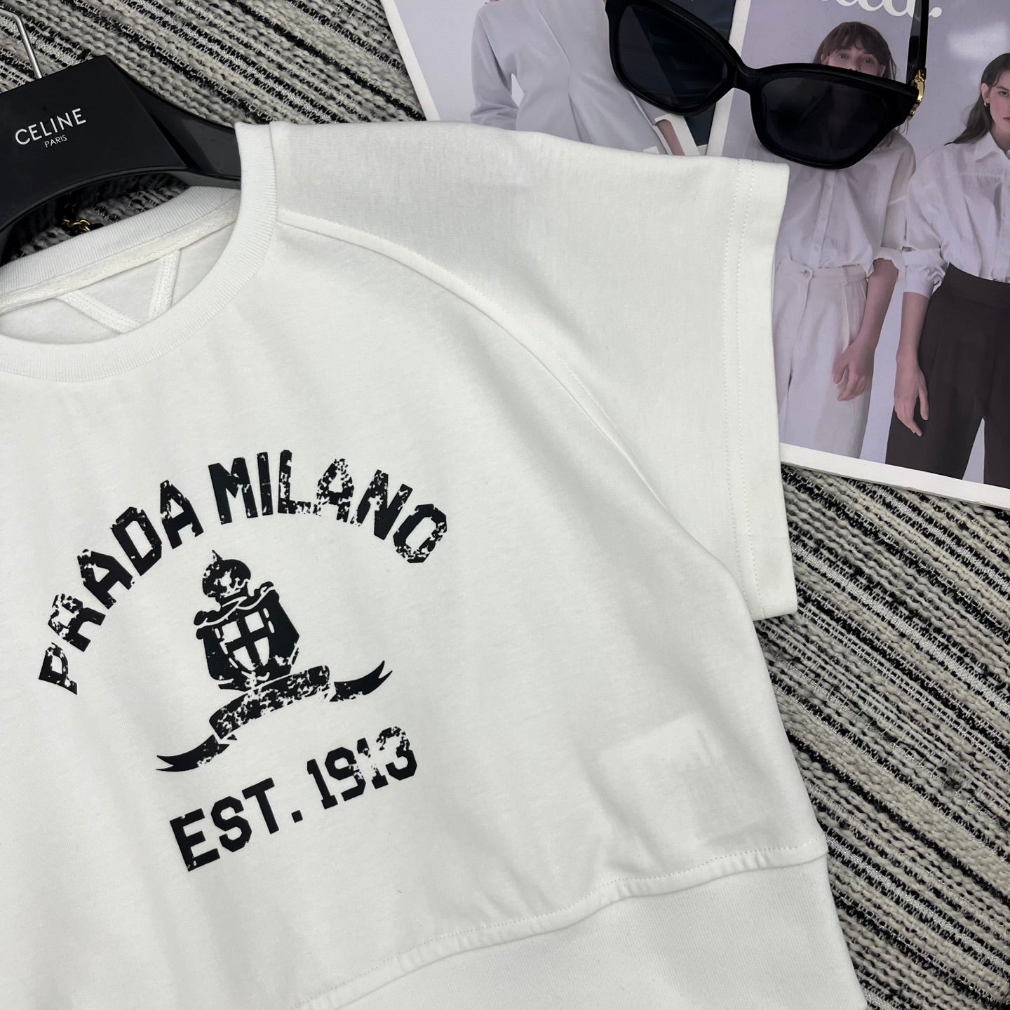 PRADA 25S SHORT-SLEEVE CREW NECK SWEATSHIRT SET 352