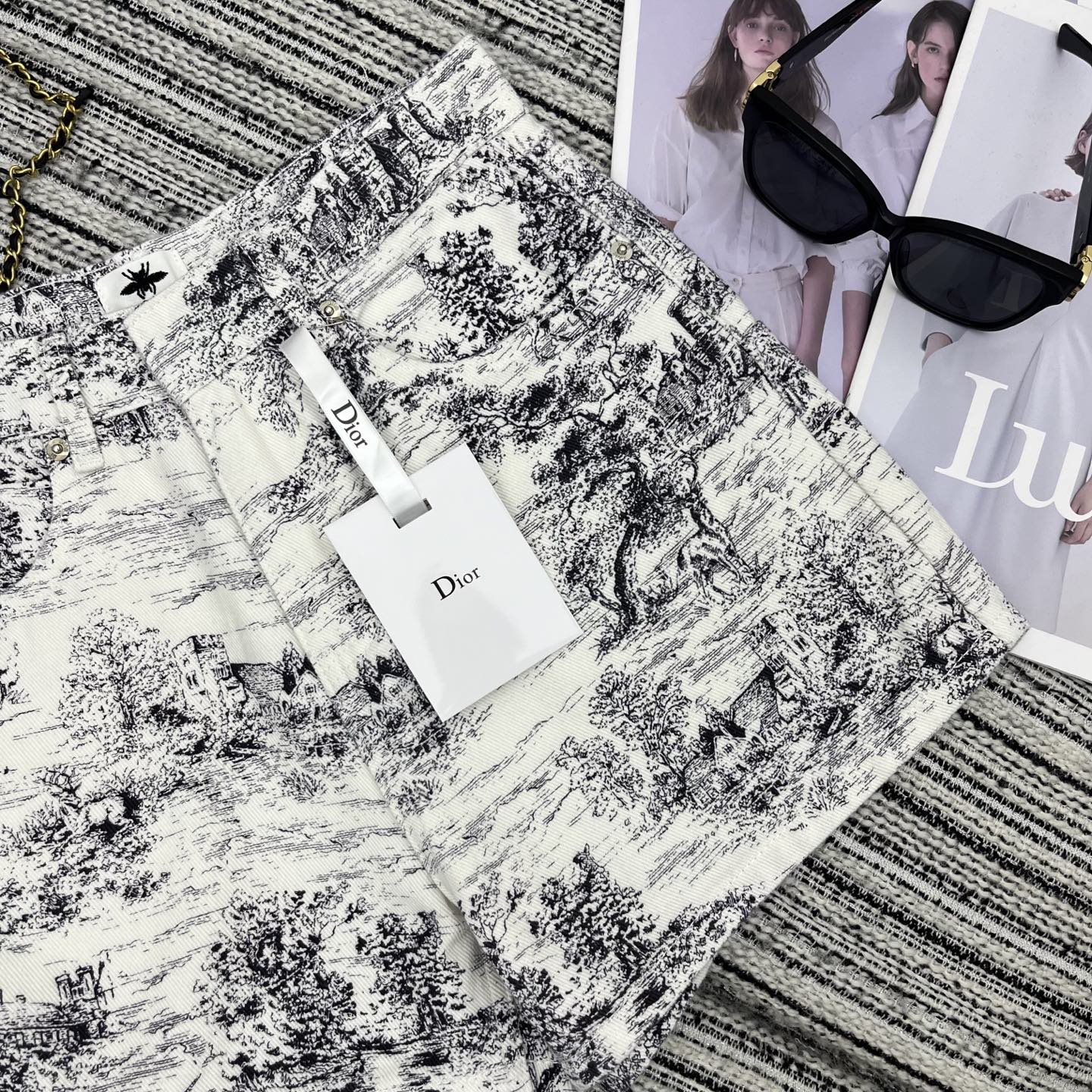 Dior 25C Short Toile de Jouy Scotland Pattern 228386