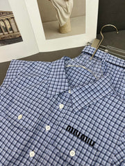 MATCHING SET WITH TOP AND BLUE PLAID MINI SKIRT