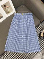 MATCHING SET WITH TOP AND BLUE PLAID MINI SKIRT