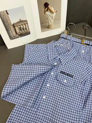 MATCHING SET WITH TOP AND BLUE PLAID MINI SKIRT
