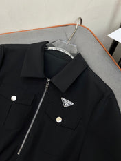 SHIRT DRESS WITH ZIP-UP COLLAR AND BELT