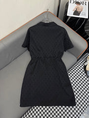 SHORT-SLEEVE DRESS WITH ADJUSTABLE WAIST TIE