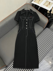 LONG SHIRT DRESS IN PAPER DENIM