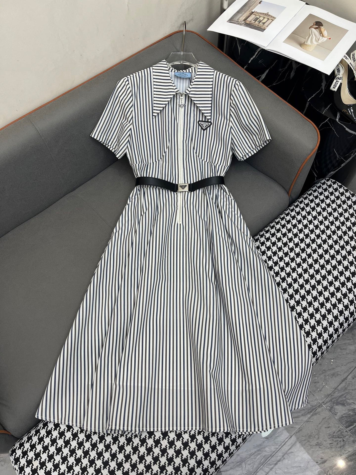 PRADA STRIPED DRESS WITH BELT 269117