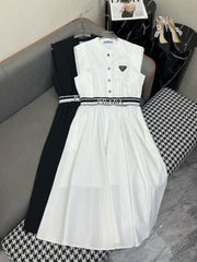 PRADA SLEEVELESS DRESS WITH STAND COLLAR – NEW STYLE 269122