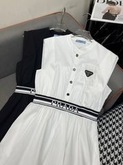PRADA SLEEVELESS DRESS WITH STAND COLLAR – NEW STYLE 269122