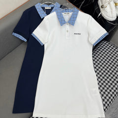 POLO SHIFT DRESS PLAID DESIGN PIQUÉ COTTON 266701