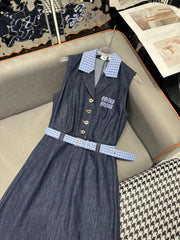 SLEEVELESS DENIM DRESS DARK INDIGO 266710