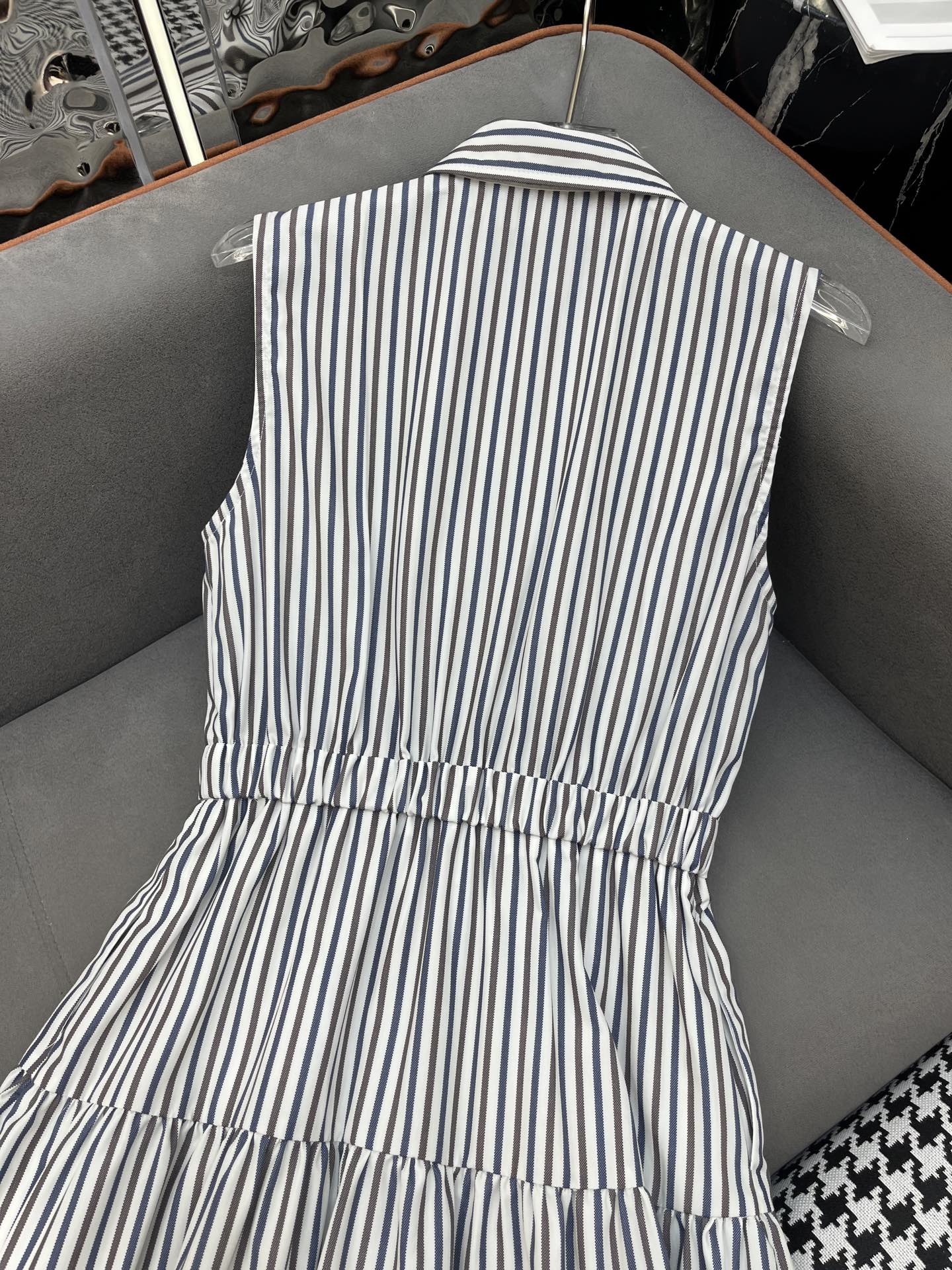 SLEEVELESS STRIPED SHIRT DRESS